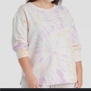 Ava and Viv white with multicolor tie dye crew neck sweatshirt 1x